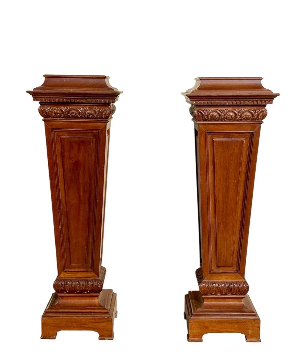 Français Paire de gaines / colonnes en noyer de style Renaissance en vente