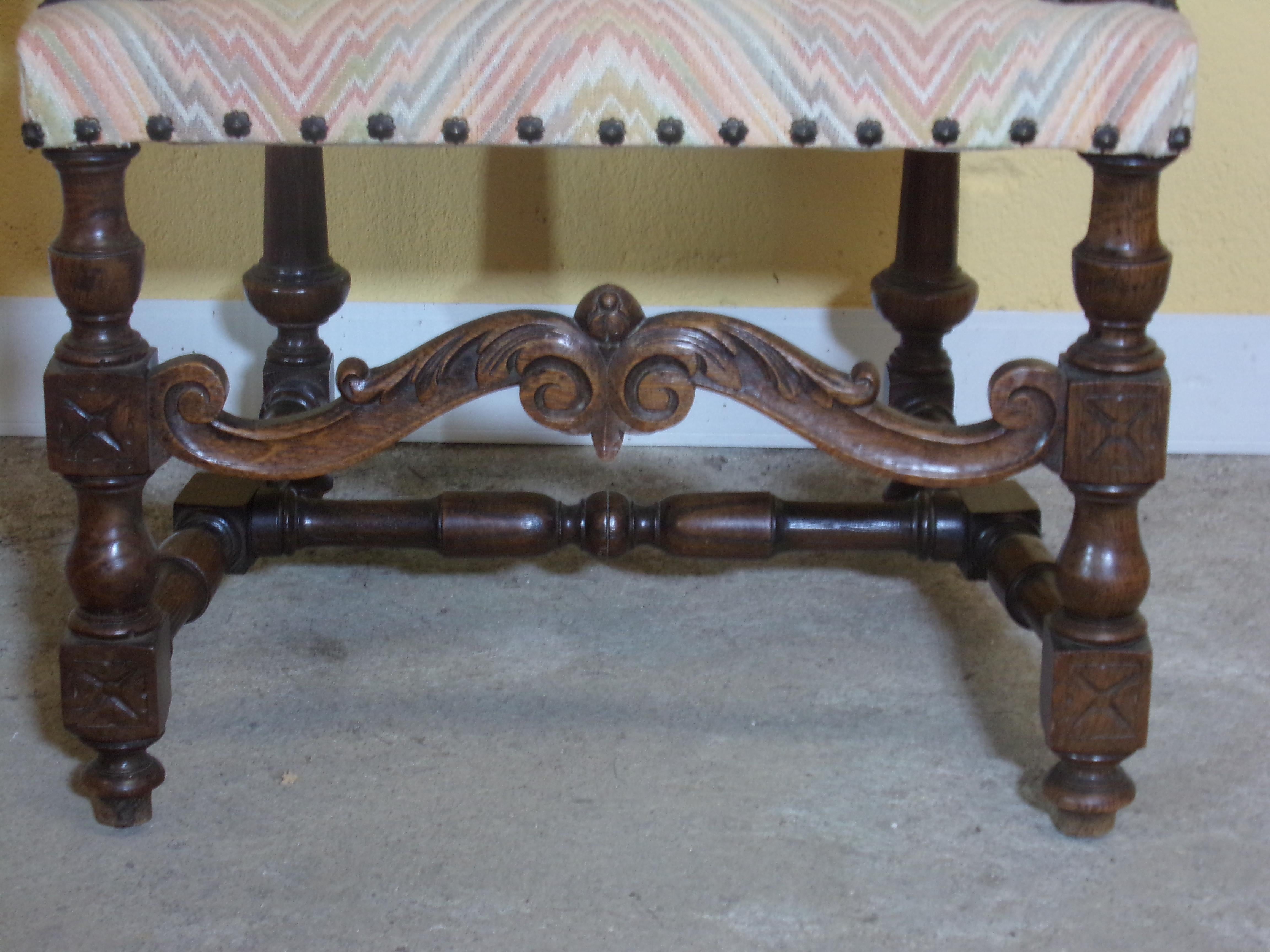 French Pair of Renaissances Style Carved Throne Armchairs, C1880 For Sale