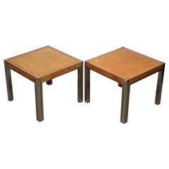 Pair of Renato Zevi 1923-1996 Maple & Brass Jeroen Markies Side End Lamp Tables