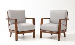 Coppia di poltrone René Gabriel con cuscini imbottiti nuovi, Francia, 1940