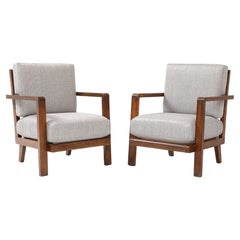 Coppia di poltrone René Gabriel con cuscini imbottiti nuovi, Francia, 1940