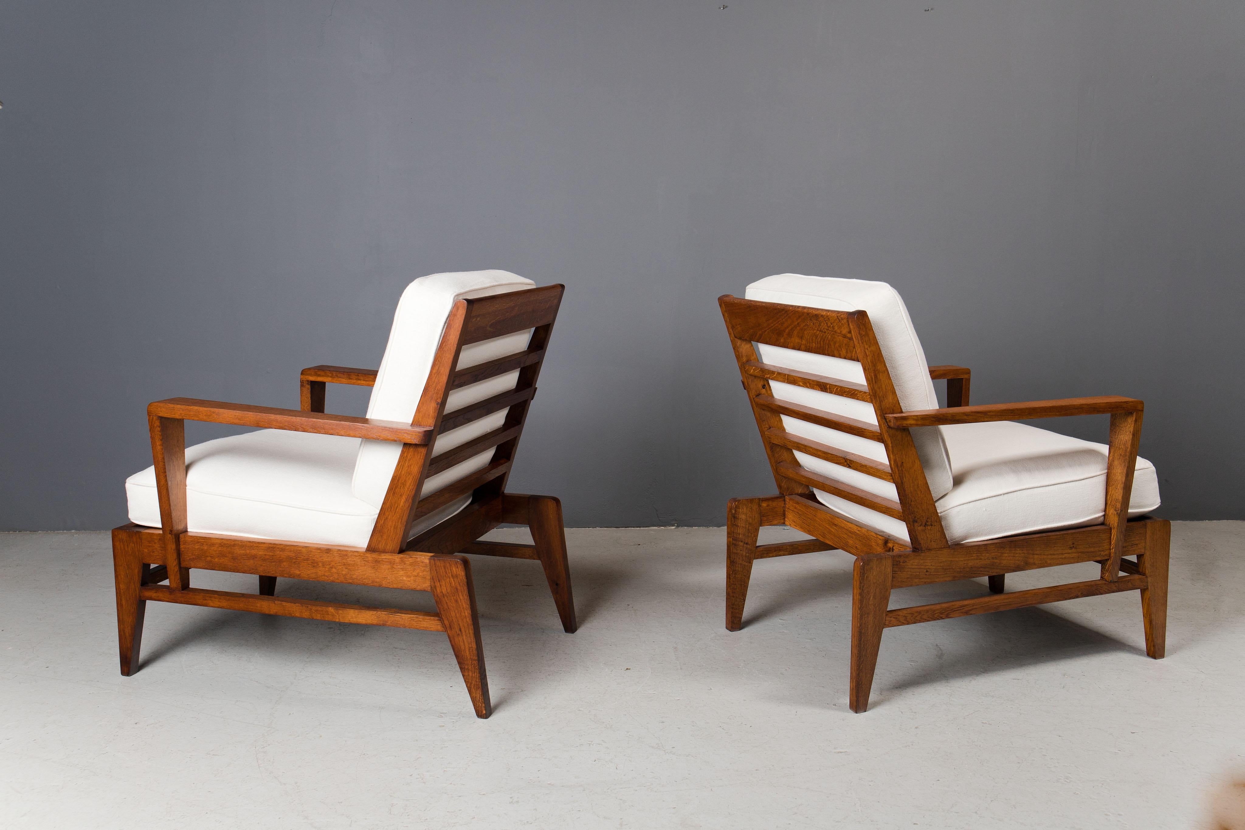 Pair of René Gabriel Lounge Chairs, France, 1950s 1
