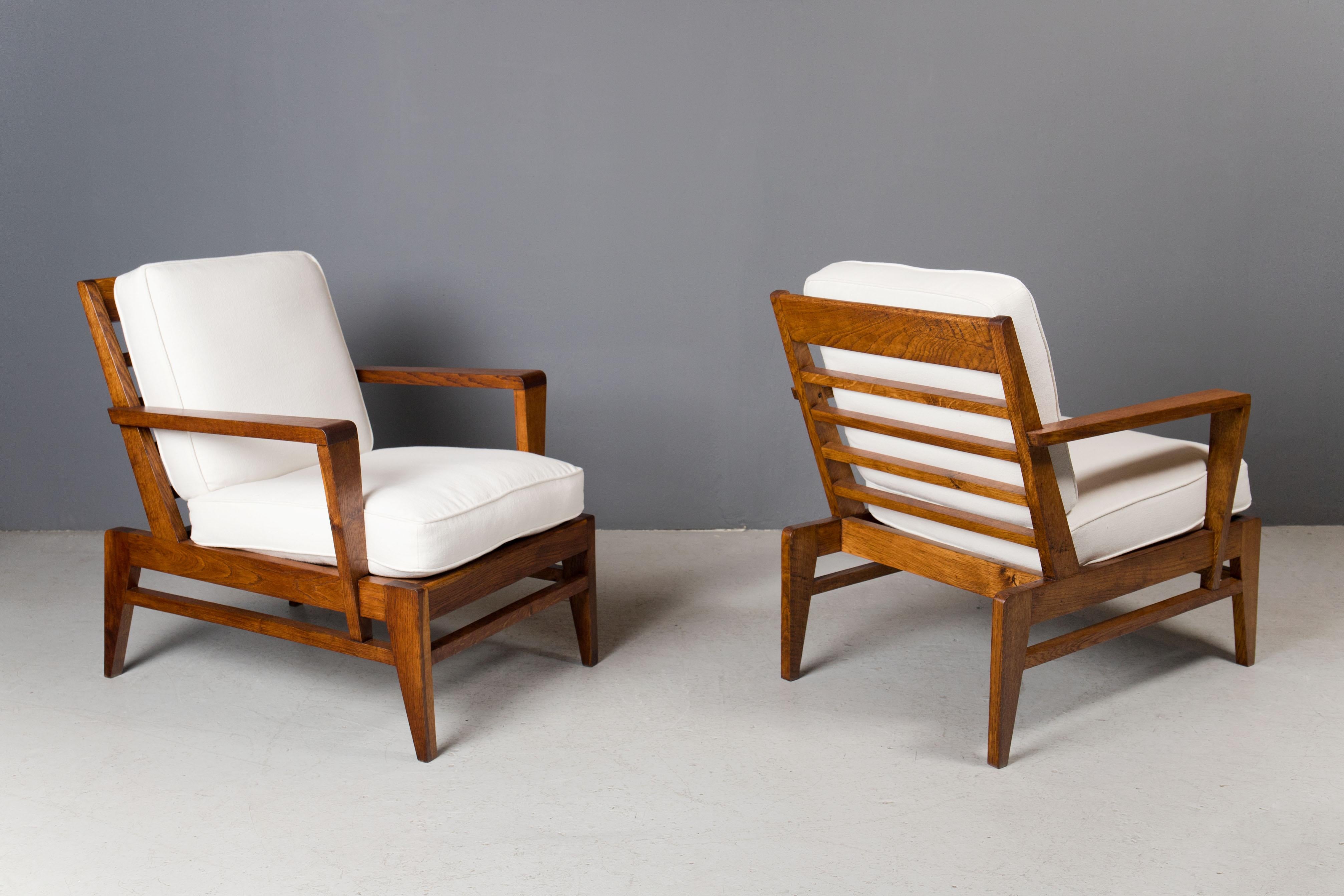 Pair of René Gabriel Lounge Chairs, France, 1950s 2
