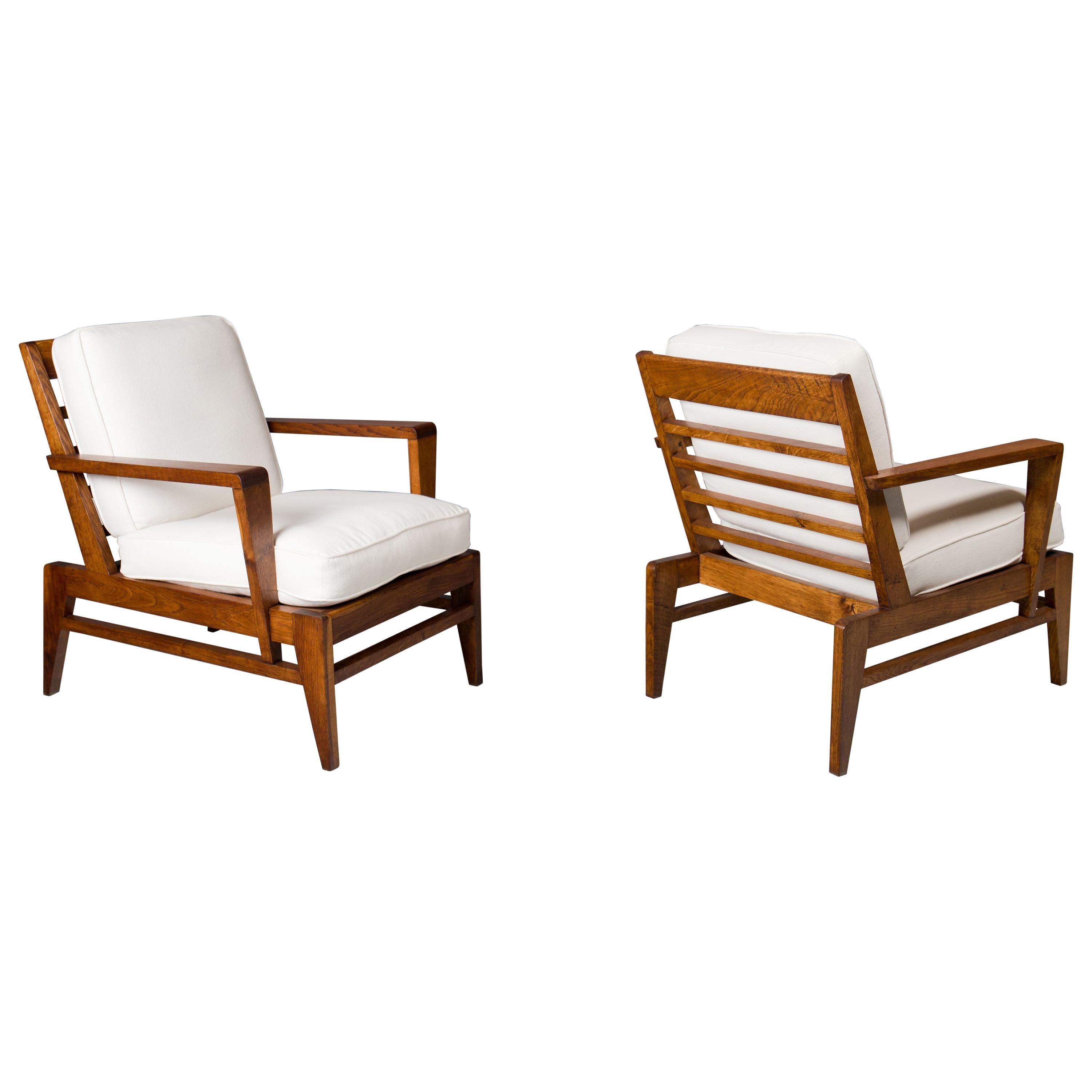 Pair of René Gabriel Lounge Chairs, France, 1950s