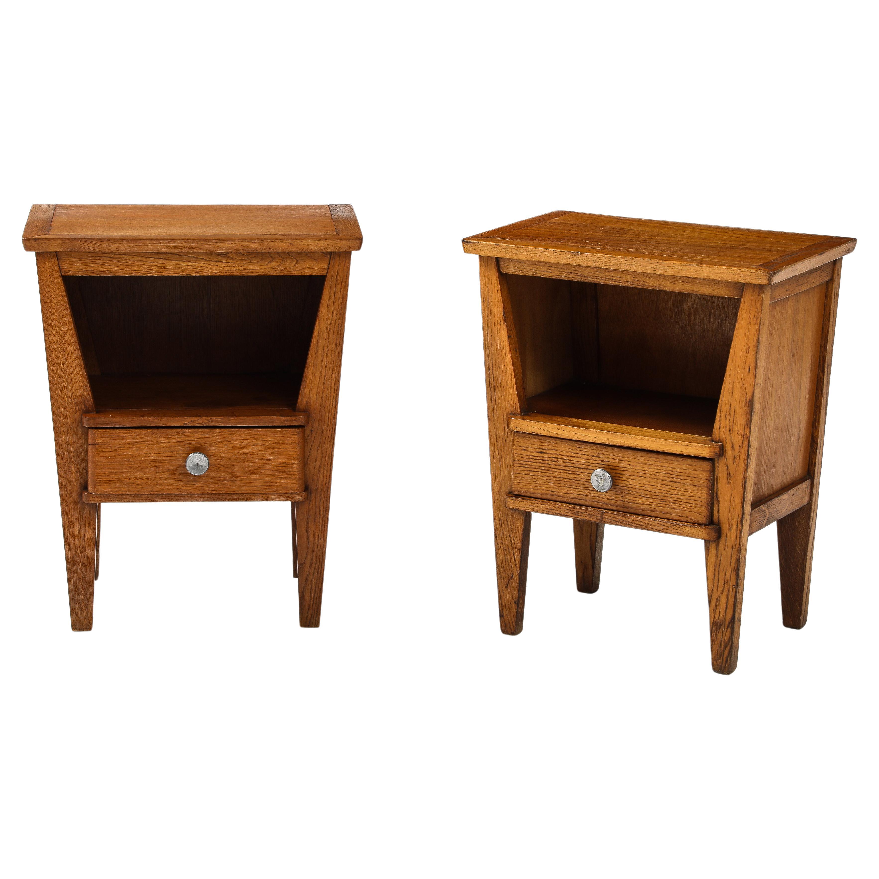 Pair of Rene Gabriel Night Tables, France, c. 1945, stamped