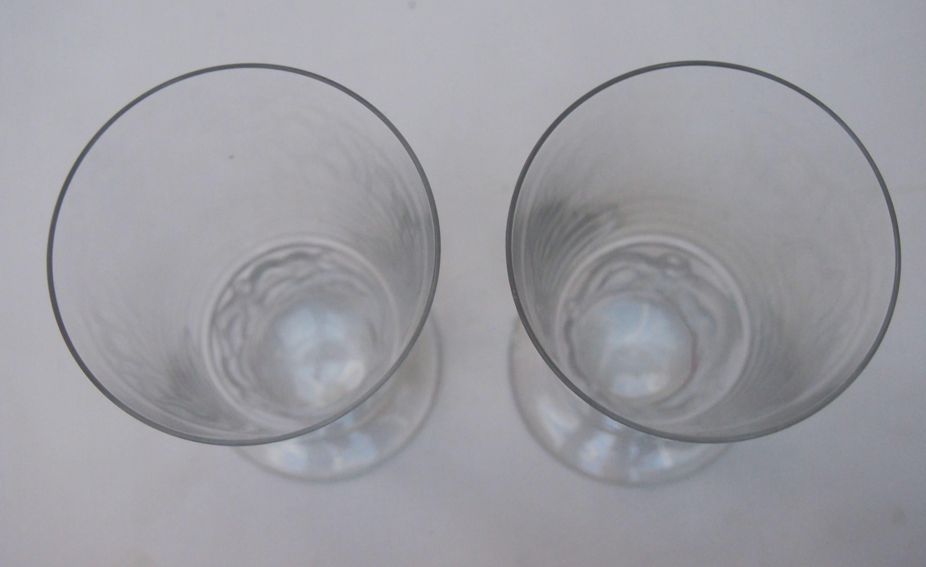 Mid-20th Century Pair of Rene Lalique Marienthal pattern Whiskey-Soda Glasses -signed c 1931 For Sale