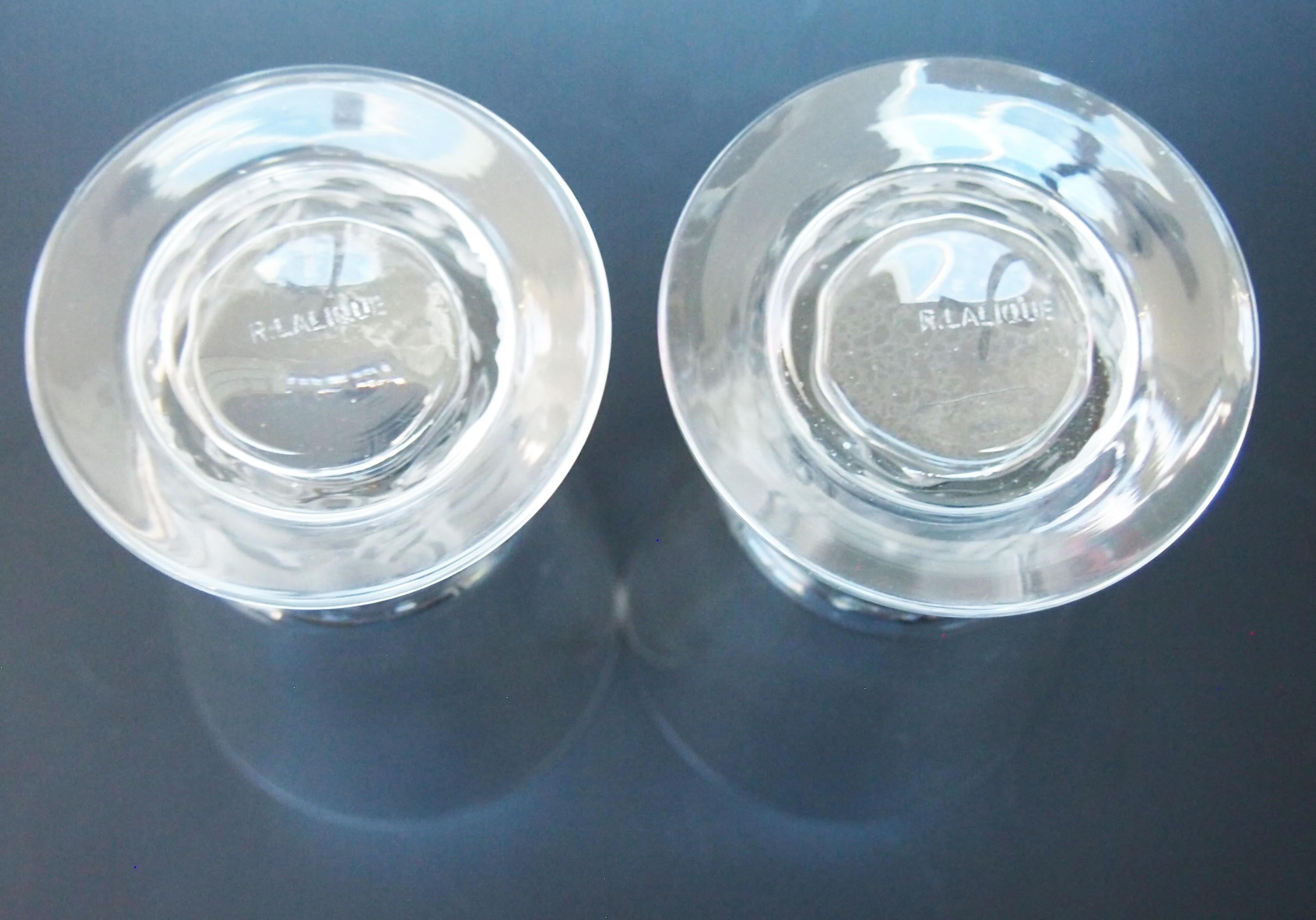 Pair of Rene Lalique Marienthal pattern Whiskey-Soda Glasses -signed c 1931 For Sale 1