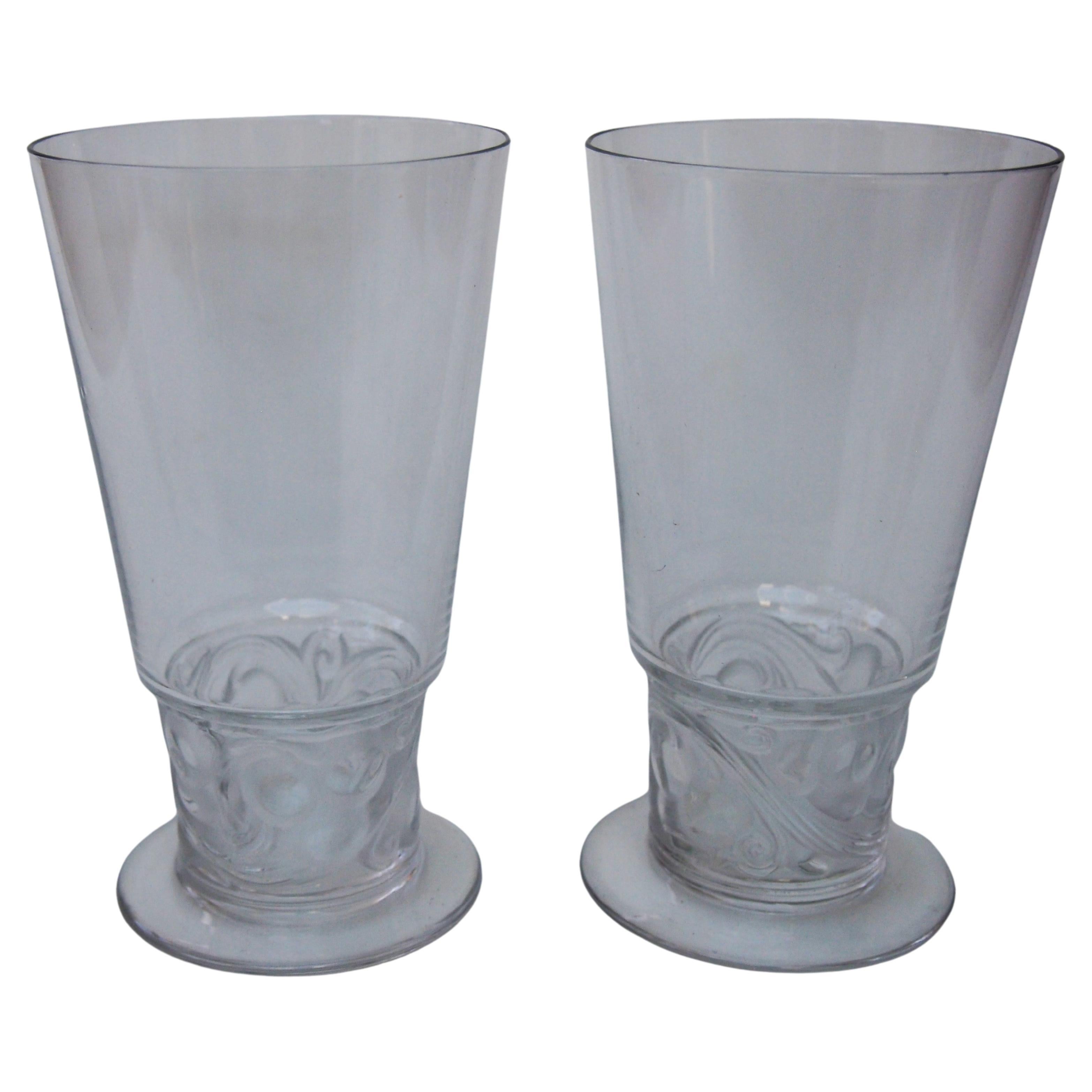 Pair of Rene Lalique Marienthal pattern Whiskey-Soda Glasses -signed c 1931 For Sale
