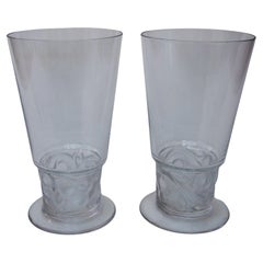 Pair of Rene Lalique Marienthal pattern Whiskey-Soda Glasses -signed c 1931