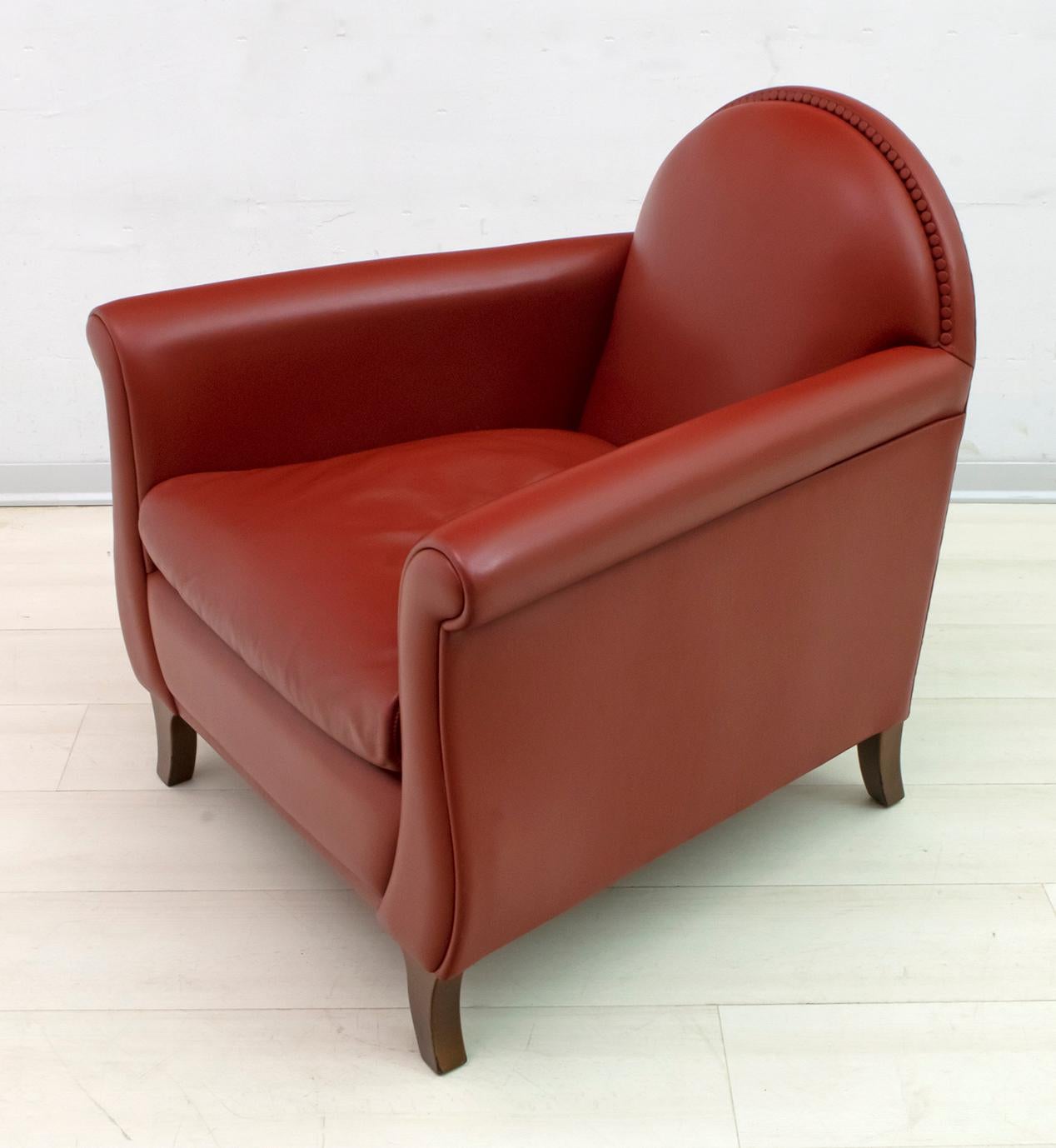 Paire de fauteuils italiens en cuir Renzo Frau « Lyra » de Poltrona Frau en vente 5