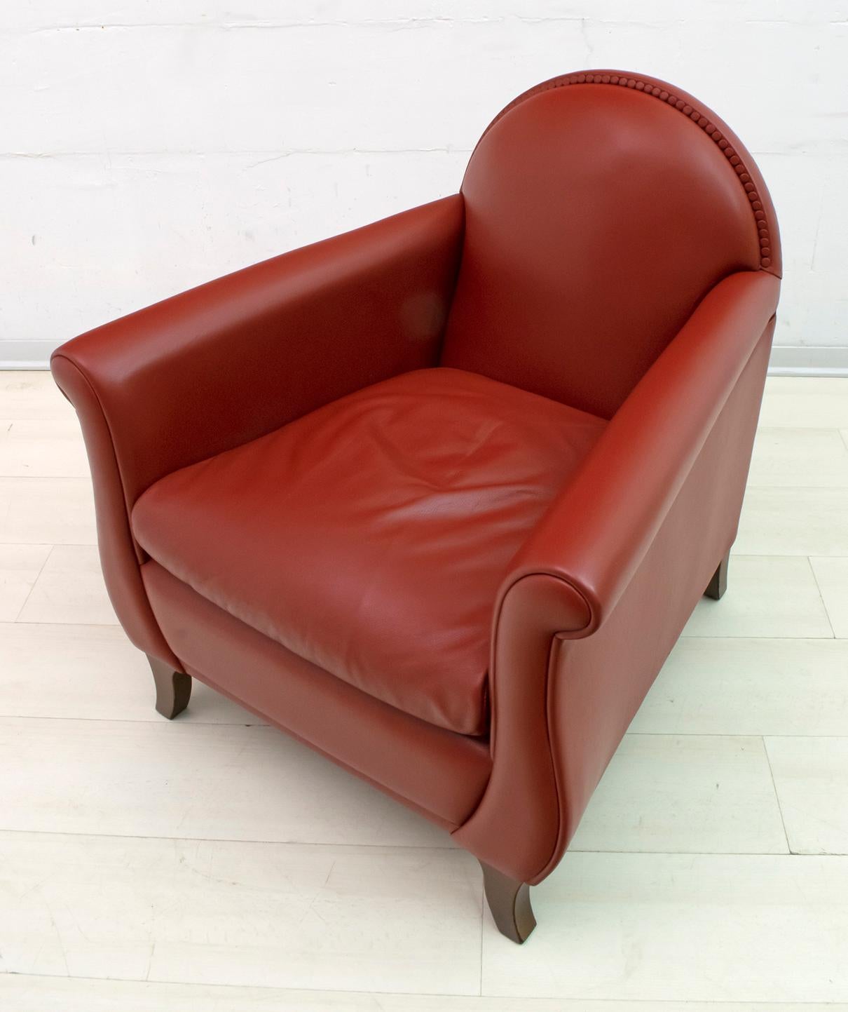 Paire de fauteuils italiens en cuir Renzo Frau « Lyra » de Poltrona Frau en vente 7
