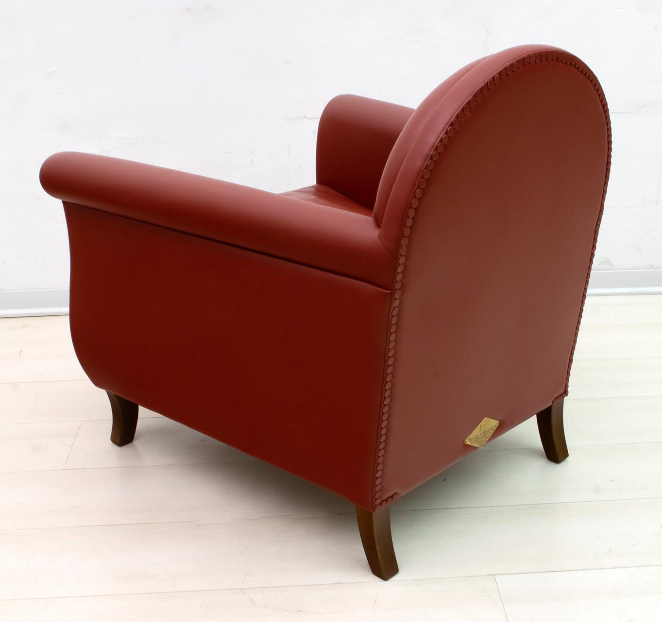Paire de fauteuils italiens en cuir Renzo Frau « Lyra » de Poltrona Frau en vente 10