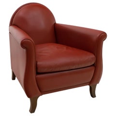 Pair of Renzo Frau Italian Leather Armchairs "Lyra" by Poltrona Frau
