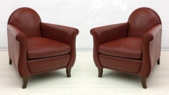 Pair of Renzo Frau Italian Leather Armchairs "Lyra" by Poltrona Frau