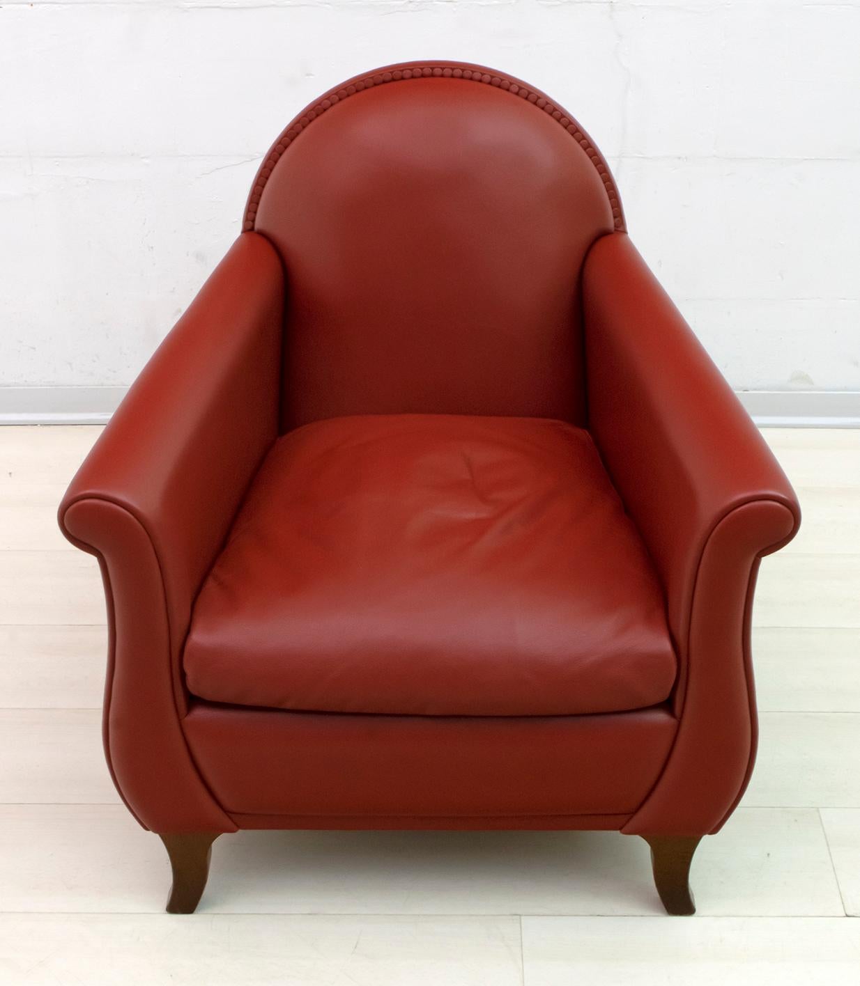 Milieu du XXe siècle Paire de fauteuils italiens en cuir Renzo Frau « Lyra » de Poltrona Frau en vente