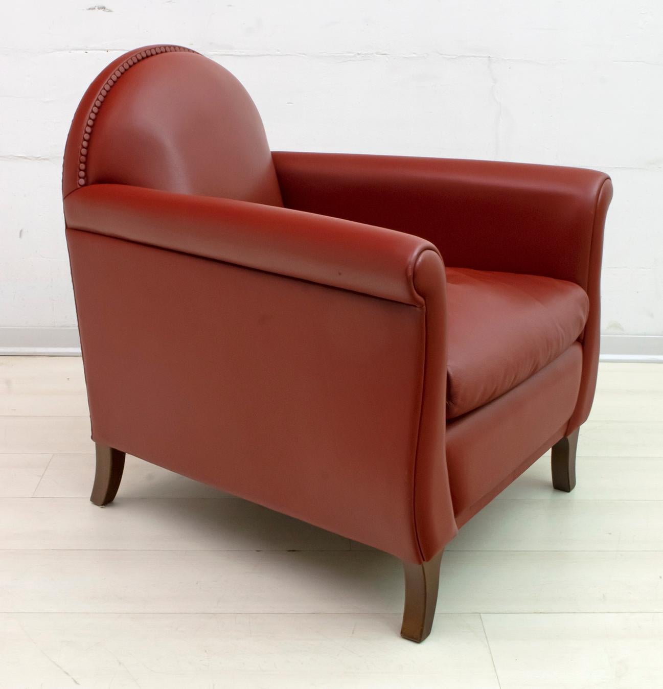 Cuir Paire de fauteuils italiens en cuir Renzo Frau « Lyra » de Poltrona Frau en vente