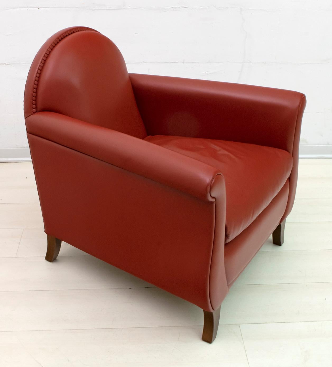 Paire de fauteuils italiens en cuir Renzo Frau « Lyra » de Poltrona Frau en vente 2