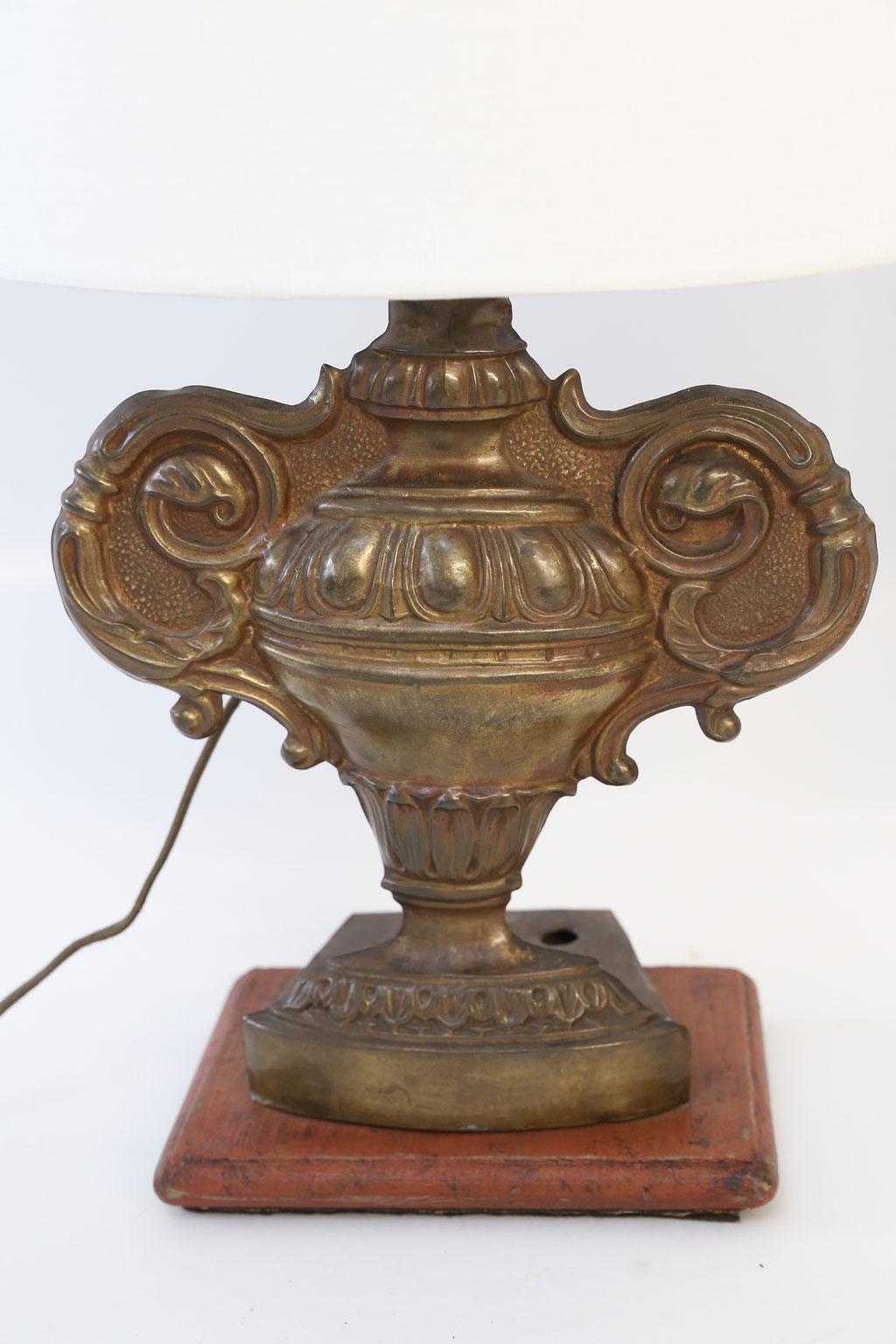 French Provincial Pair of Repousse Tole Lamps