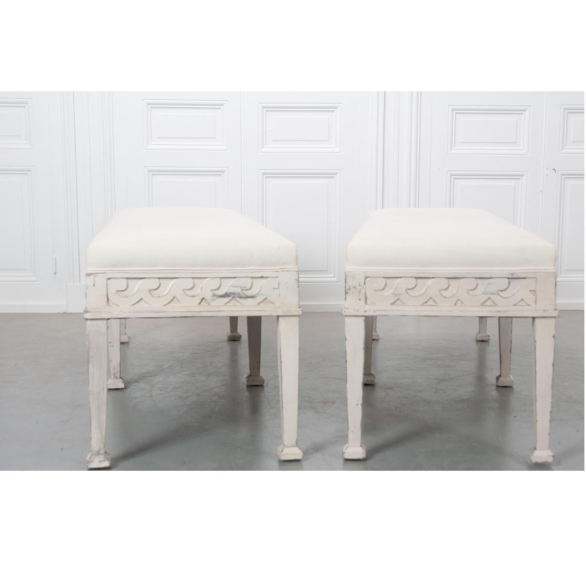 Pair of Reproduction Gustavian Benches In Good Condition In Baton Rouge, LA