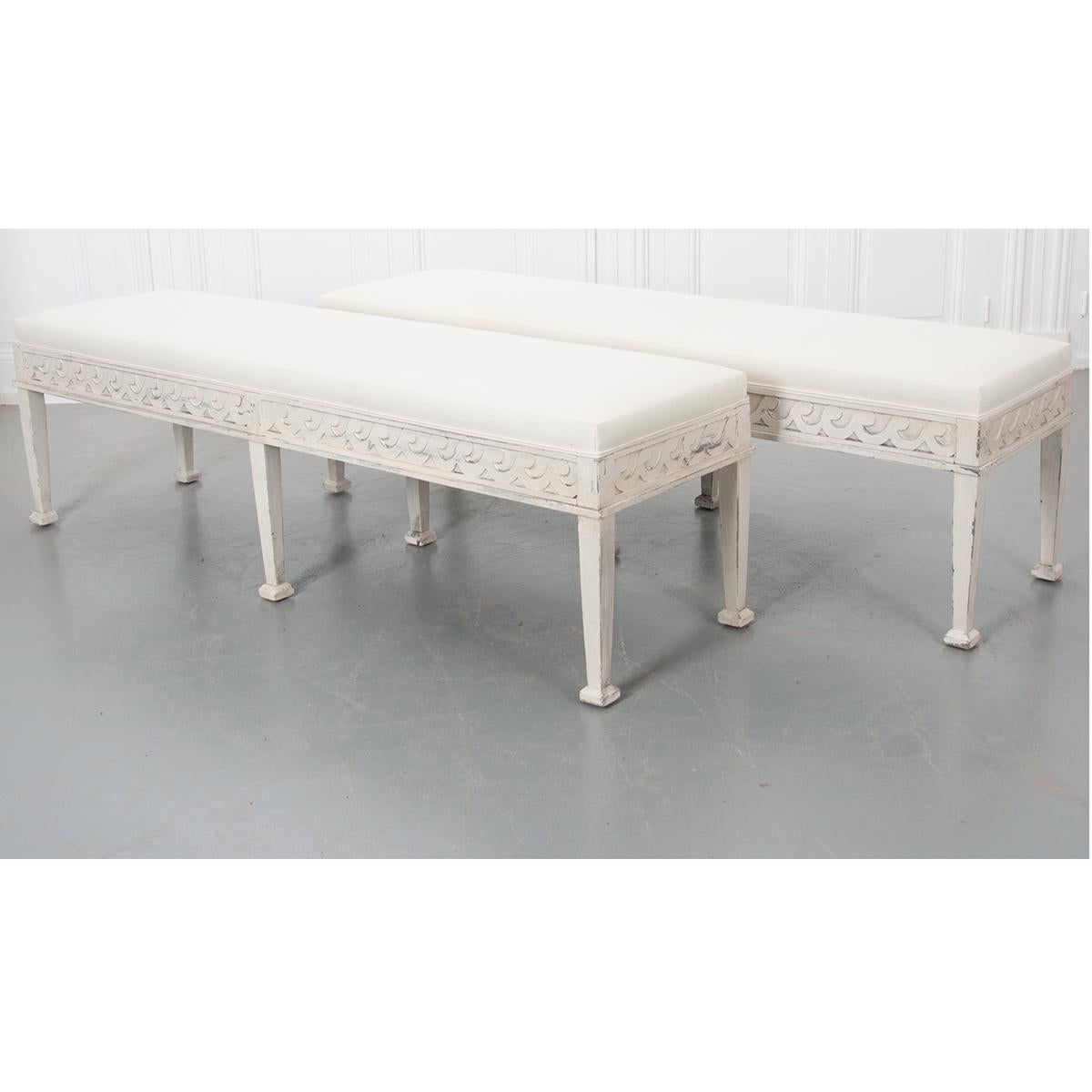 20th Century Pair of Reproduction Gustavian Benches