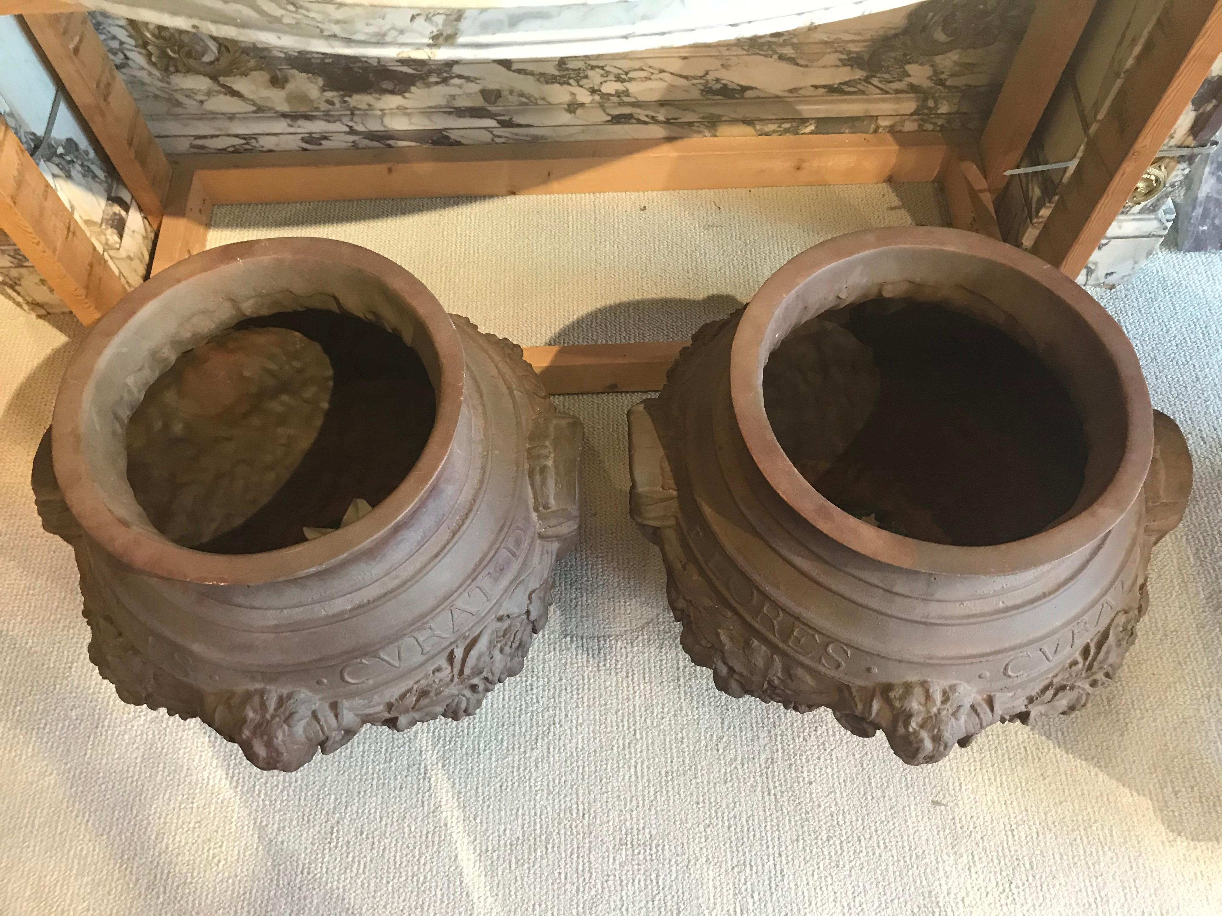 Pair of reproduction planters. Resin, circa, 1970
Dimensions: Height 23 1/2