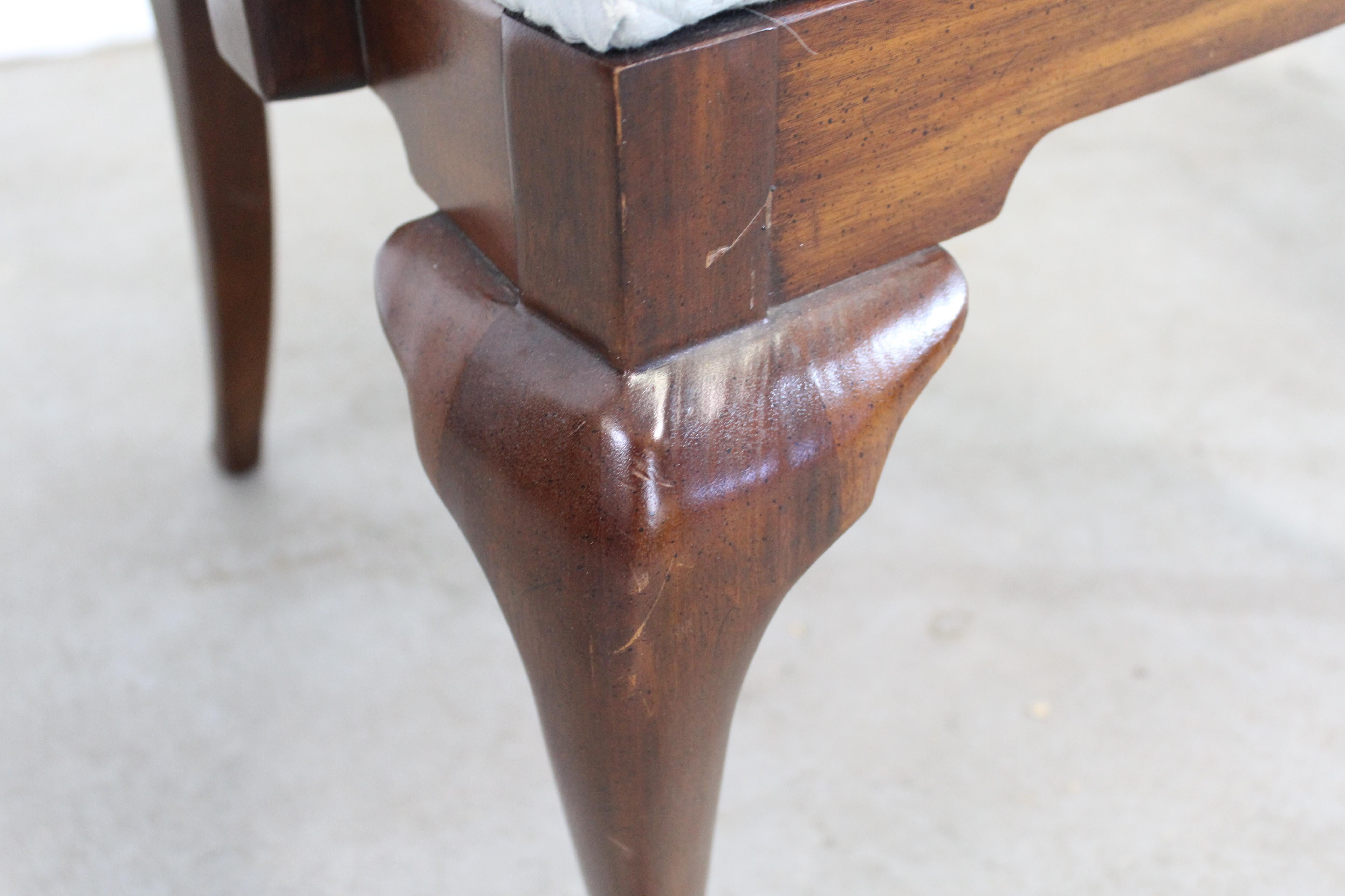 Pair of Reproduction Queen Anne Solid Mahogany Arm Dining Chairs at