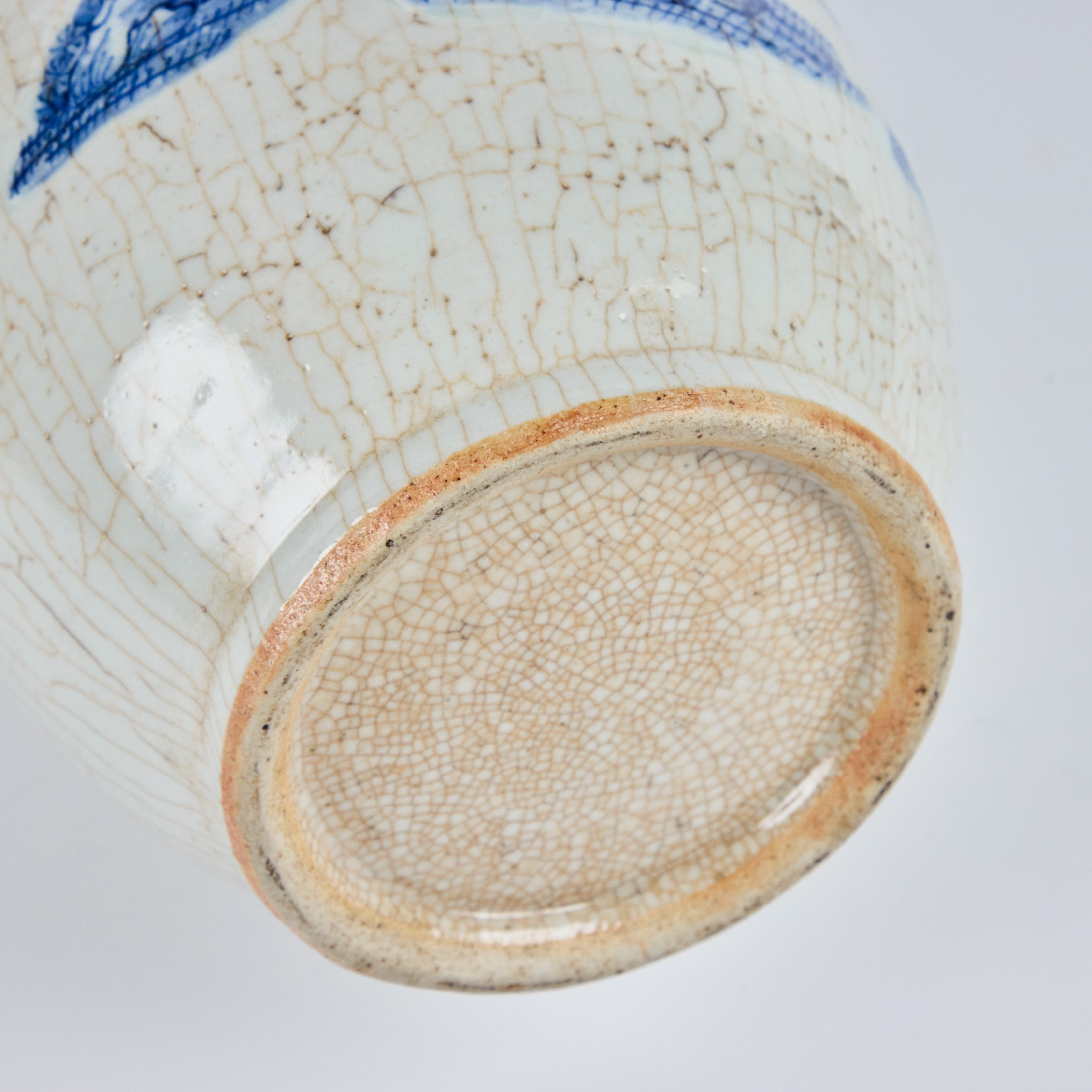 Pair of Republic Period Chinese Porcelain Vases With Crackle Glaze For Sale 5