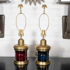 Pair of repurposed railroad light table lamps