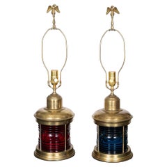 Pair of repurposed railroad light table lamps