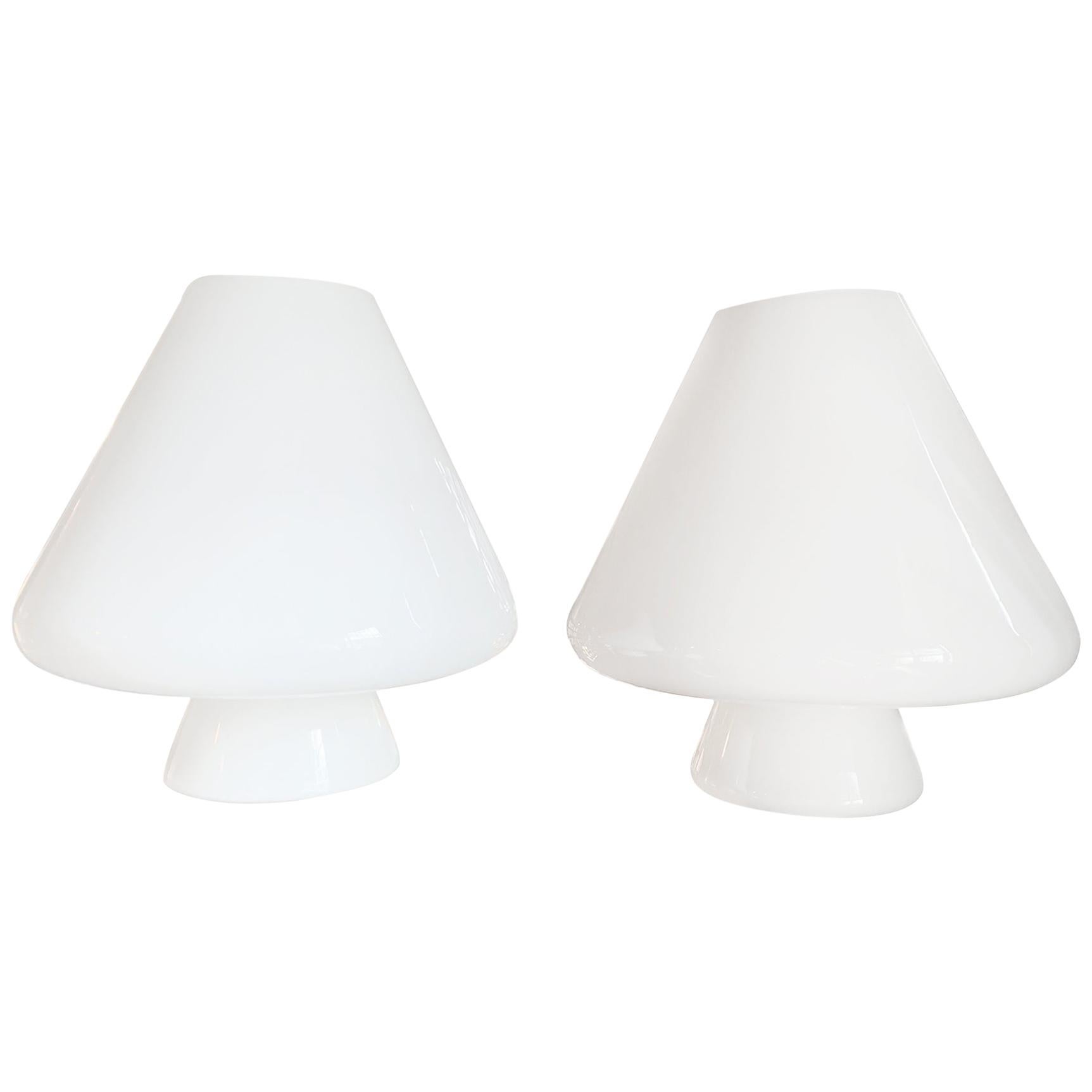 Pair of Res Murano Glass Mushroom Table Lamps