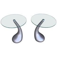 Pair of Resin and Glass Top Tables