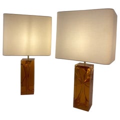Pair of Resin Lampes by Godelsky, 1974