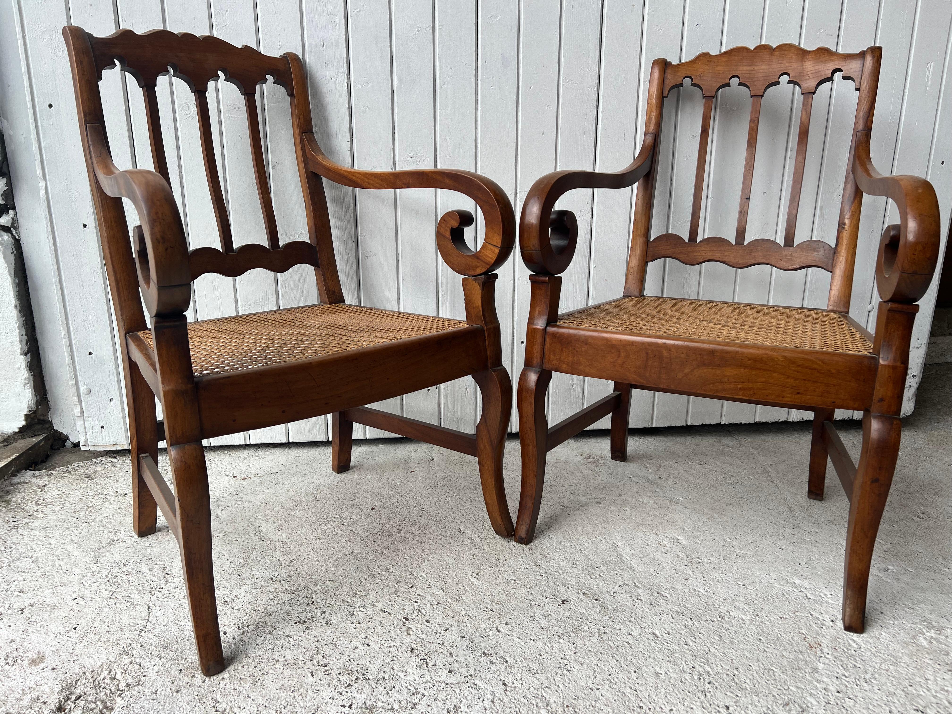 18th Century and Earlier Pair of Restauration Armchairs , 18 th Century France