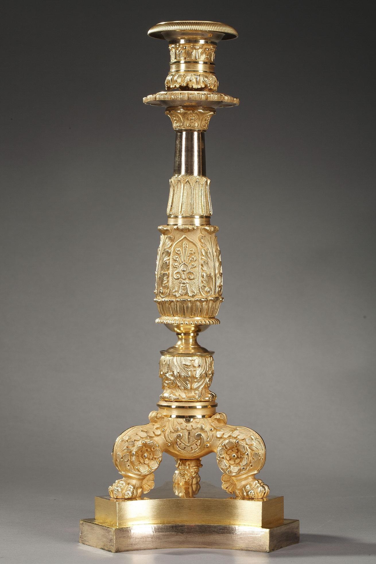 French Pair of Restauration Candlesticks