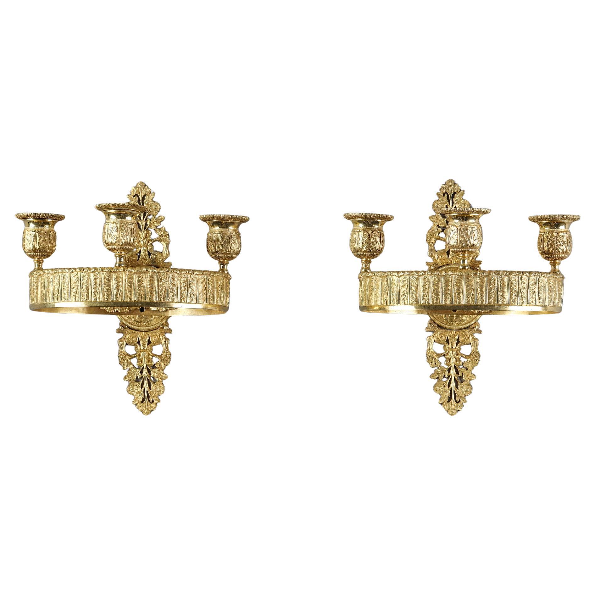 Pair of Restauration period Ormolu wall sconces
