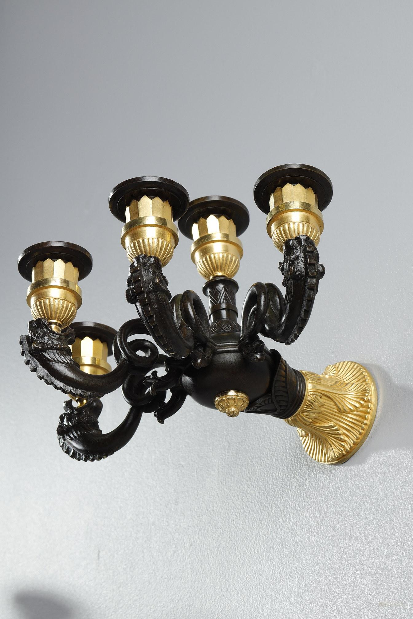 Pair of Restauration Period Sconces in Bronze For Sale 8