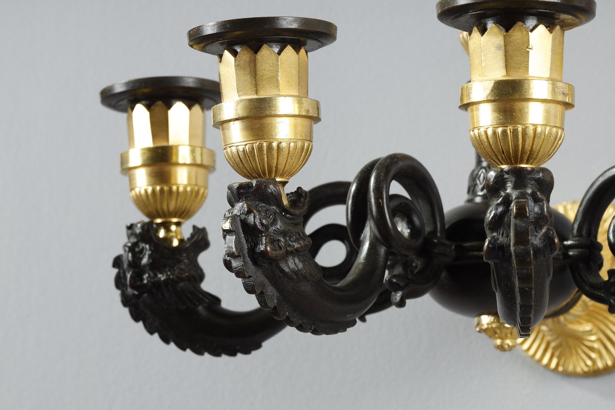 Pair of Restauration Period Sconces in Bronze For Sale 10