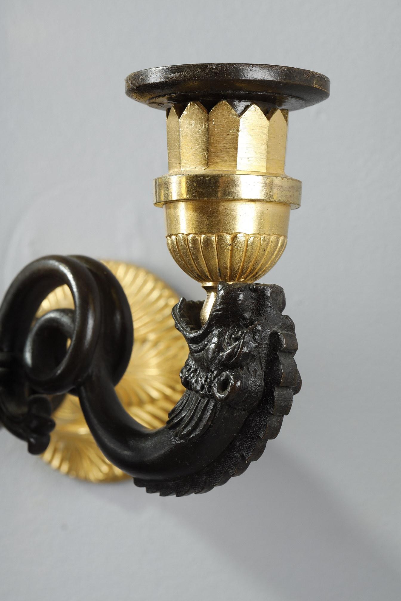 Pair of Restauration Period Sconces in Bronze For Sale 13