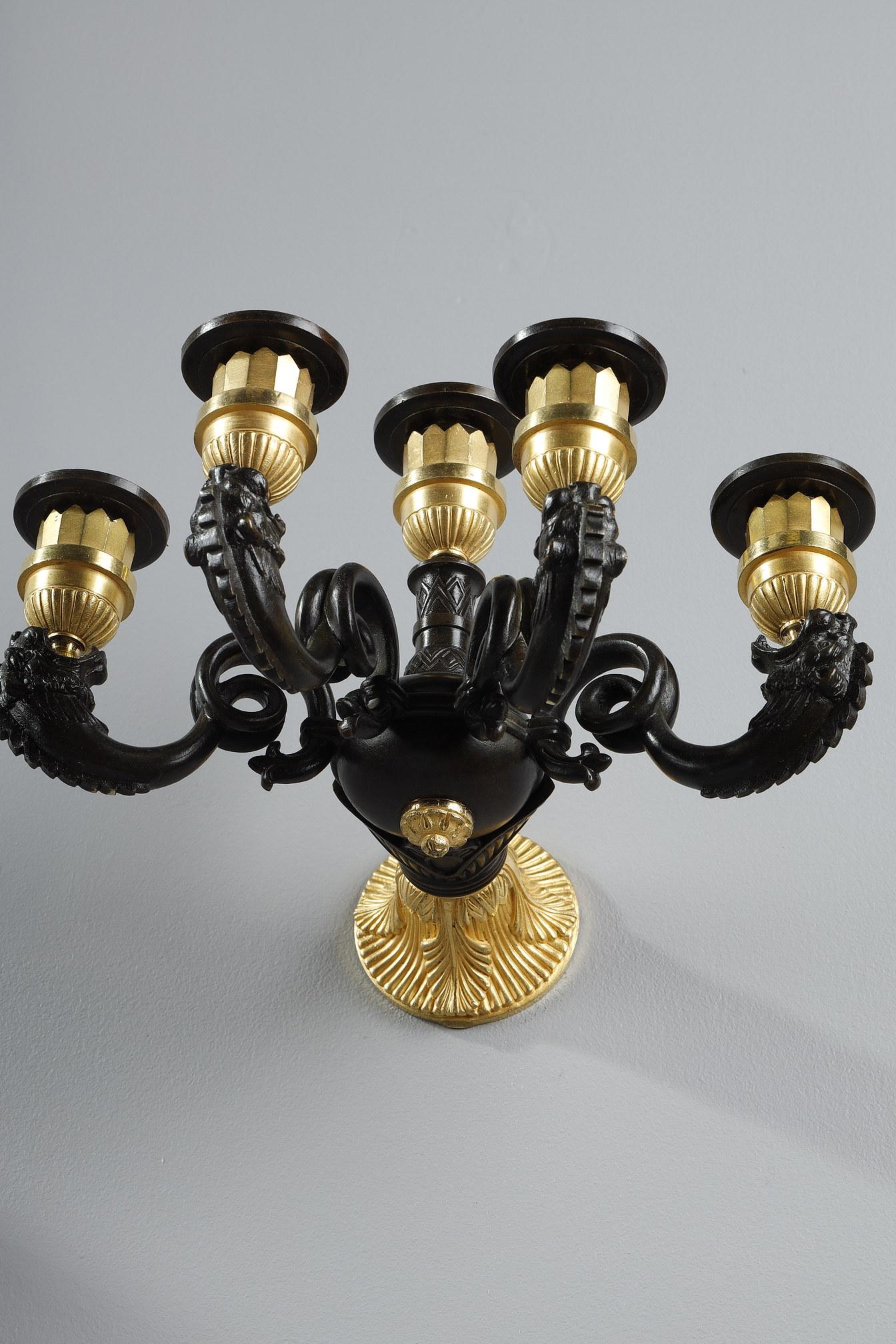 Pair of Restauration Period Sconces in Bronze For Sale 2