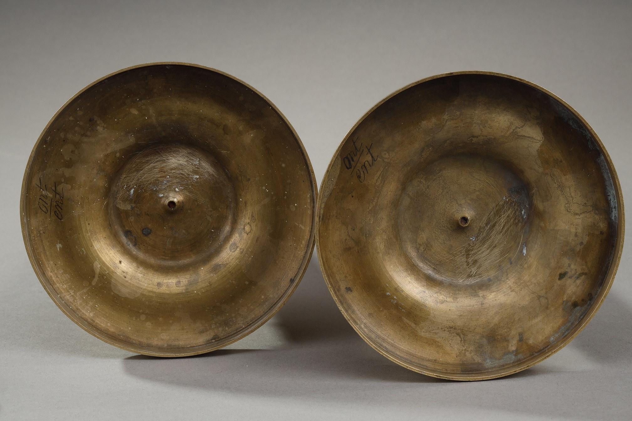 Pair of Restoration Candleholders in Gilded Bronze 10