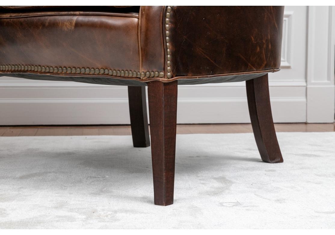 Pair of Restoration Hardware Drake Leather Barrel Back Club Chairs 2
