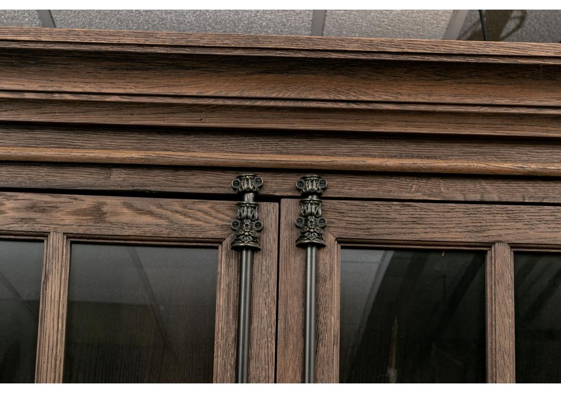 Primitive Pair of Restoration Hardware French Casement Double Door Oak Bookcase Cabinets