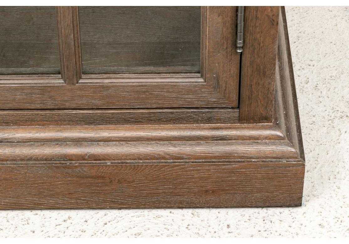 Pair of Restoration Hardware French Casement Double Door Oak Bookcase Cabinets 1