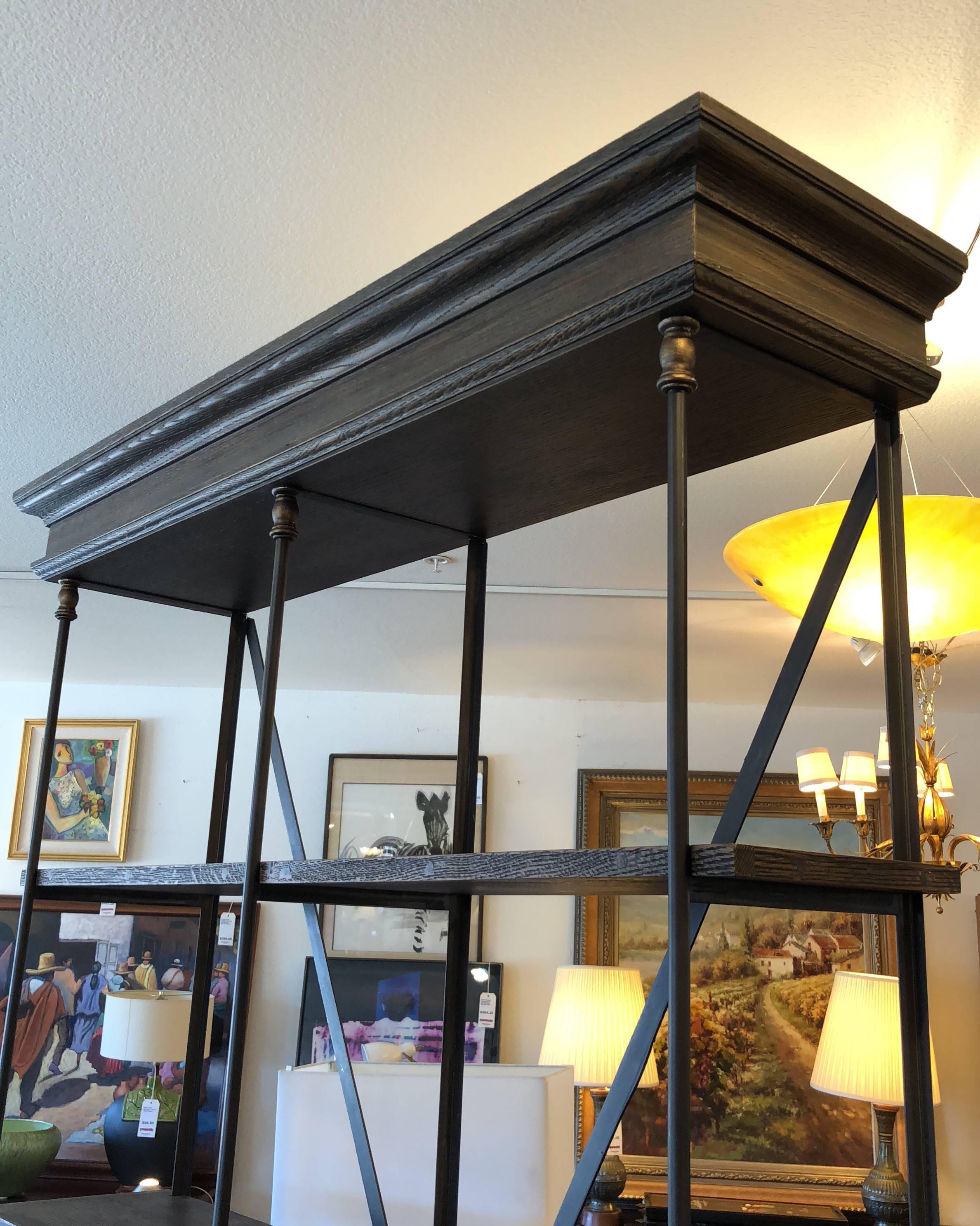 Rustic Pair of Restoration Hardware Parisian Cornice Double Shelvings