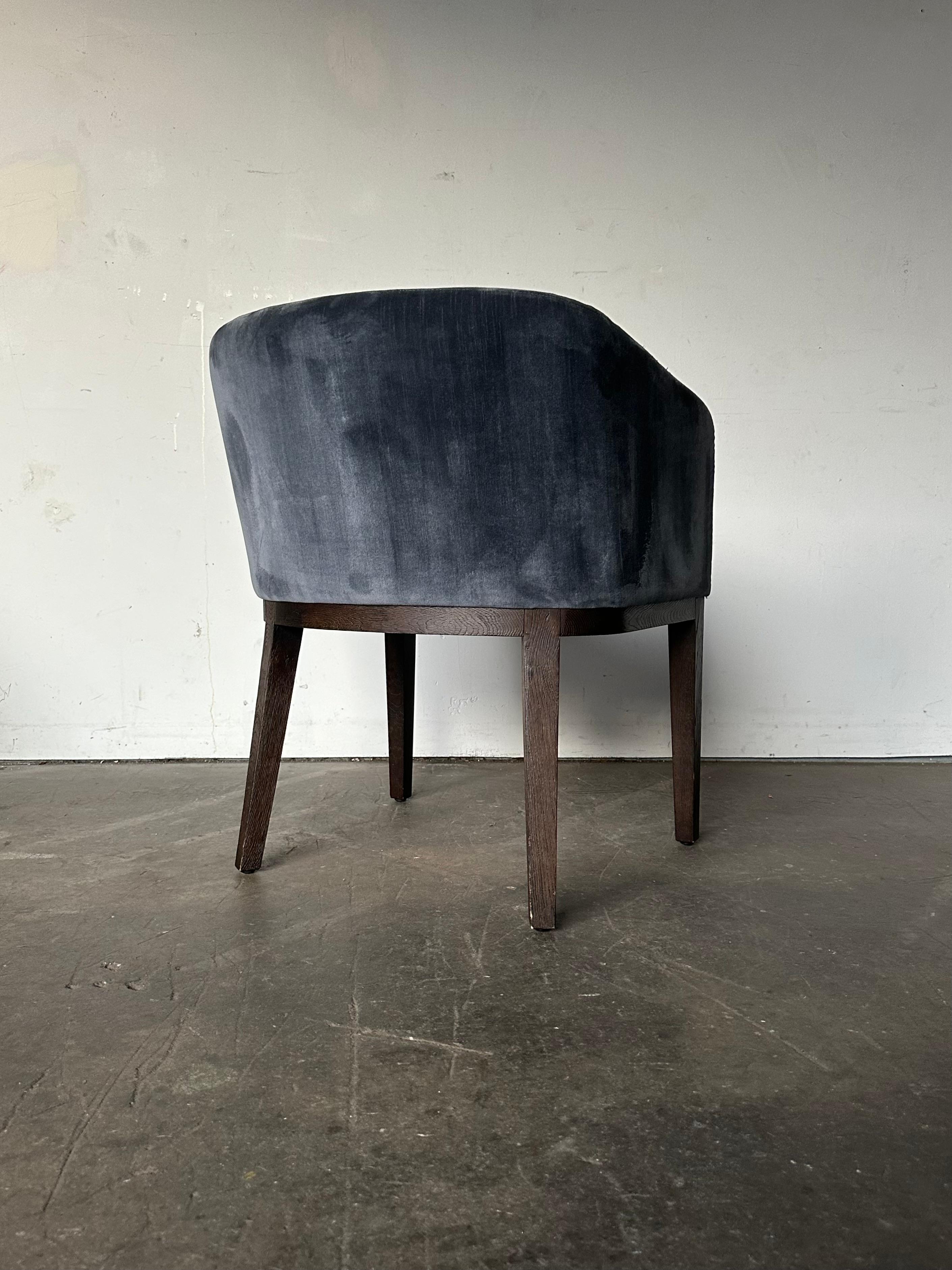 Pair of Restoration Hardware Velvet Barrelback Dining Chairs 11