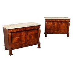 Pair of Restoration Lombard Chest of Drawers Italy 19th Century