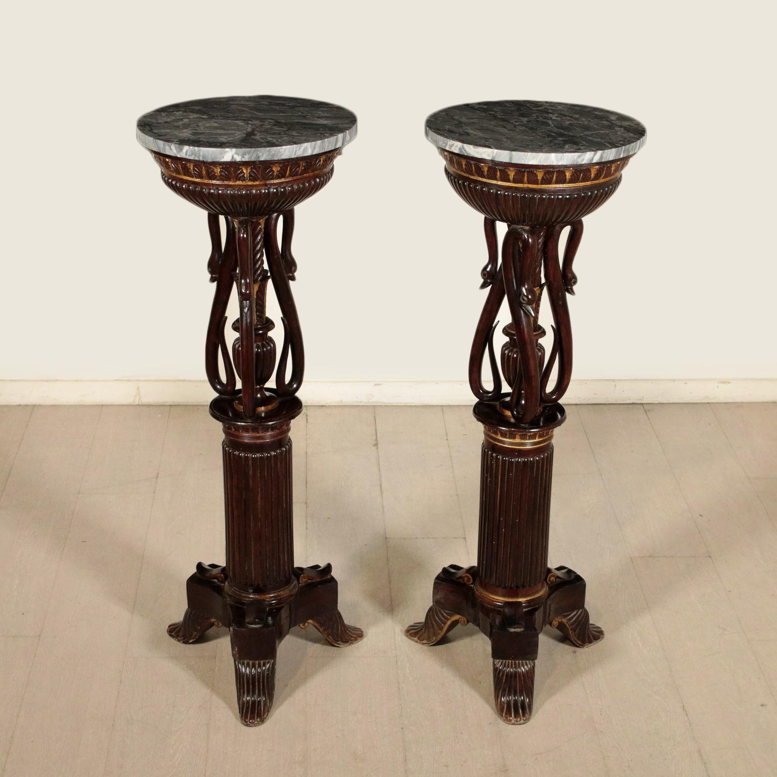 Pair of Restoration Mahogany Gueridons, Italy, First Quarter of the 1800s 4