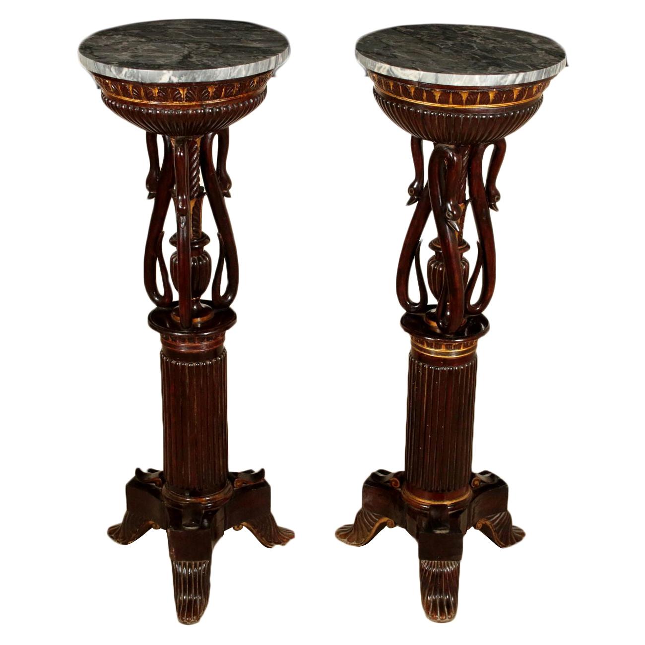 Pair of Restoration Mahogany Gueridons, Italy, First Quarter of the 1800s