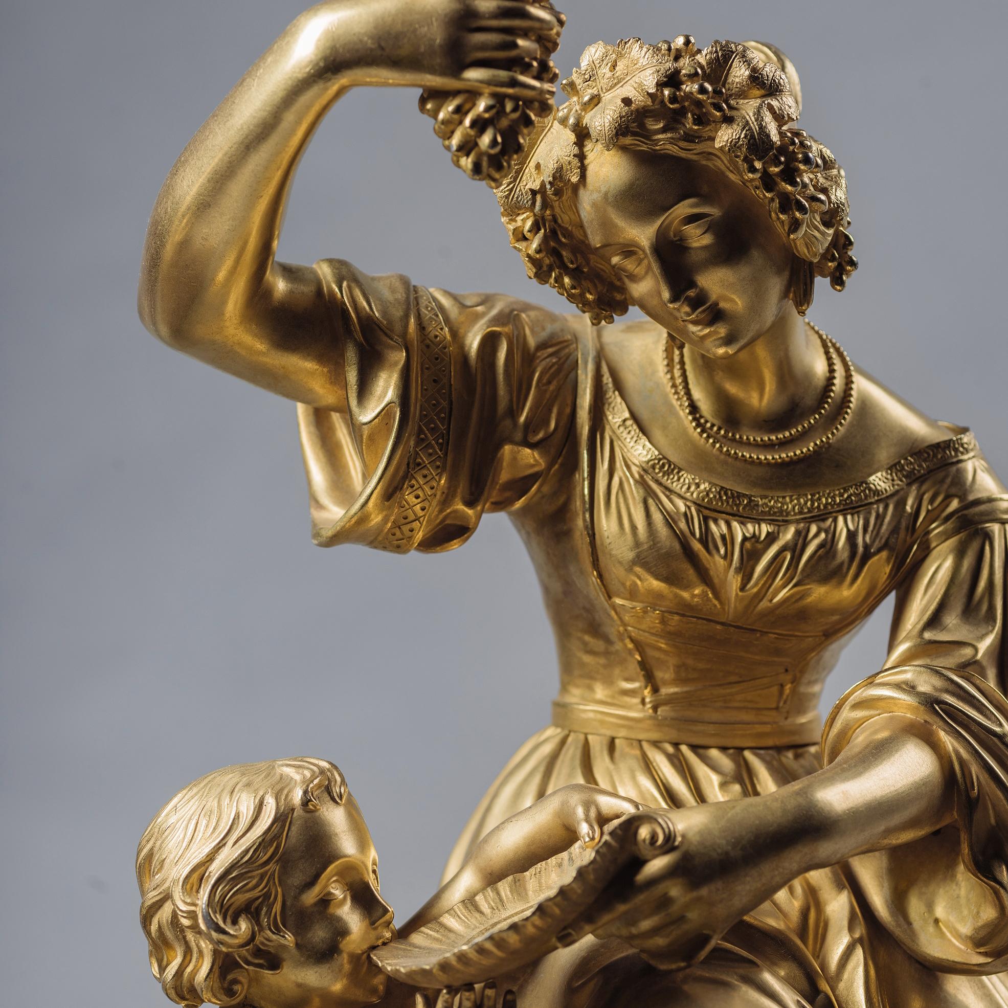 Napoleon III Pair of Restoration Period Gilt-Bronze Allegorical Groups. French, circa 1830 For Sale