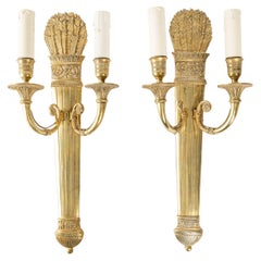 Pair of Restoration Style Two-Light Sconces